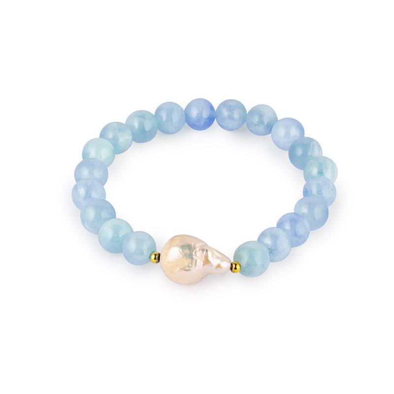 Aquatic Bead Bracelet (Aquamarine and Pearl)